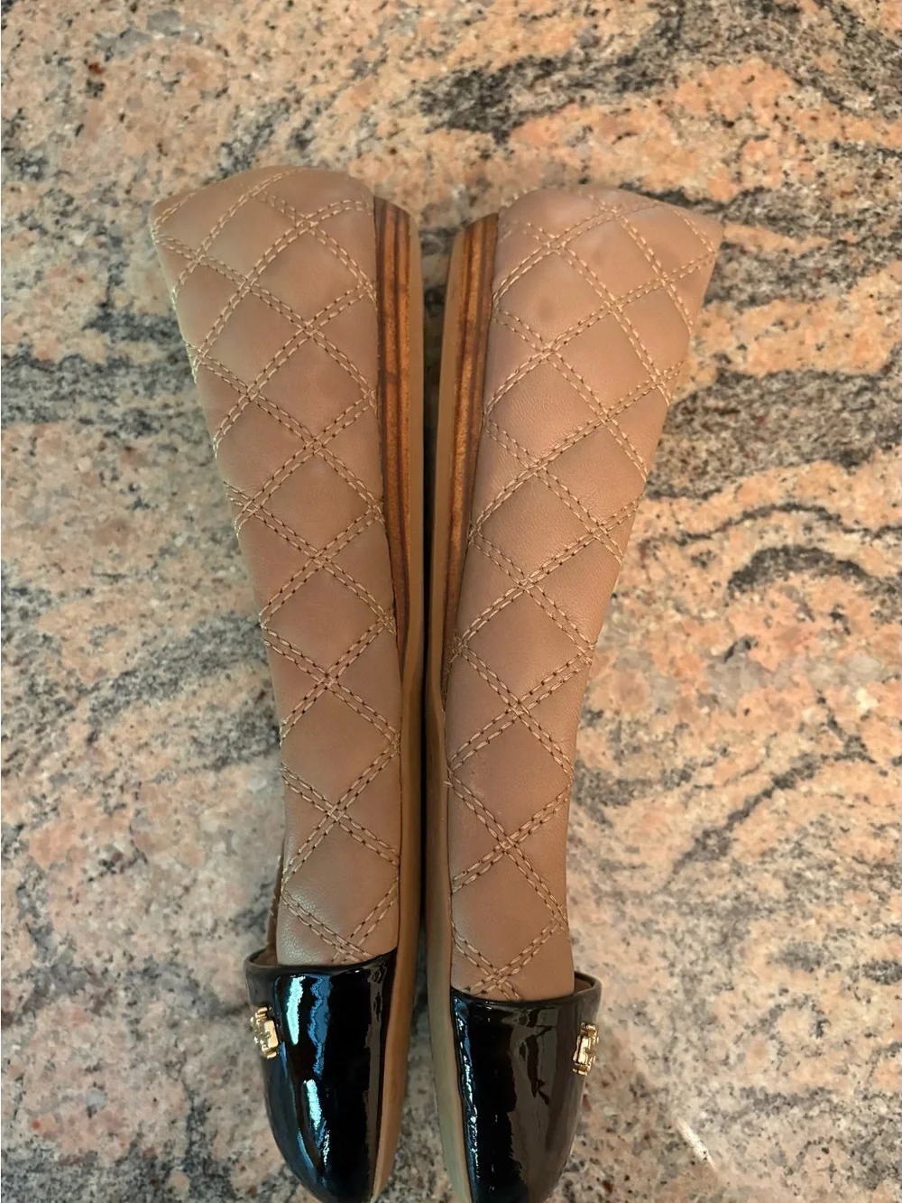 Tory Burch Claremont Quilted Leather Cap Toe Ballet Flats, Size 6.5